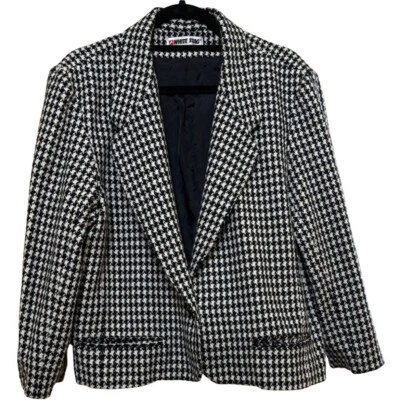 White Stag Wool Blazer Houndstooth w/Notched Lapel Women's Plus Size 2X (READ) - Image 1 of 4