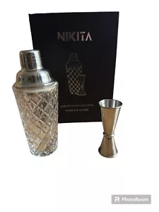 Nikita Luxury Glass Cocktail Shaker Glass Shaker Steel Lid 385ml Silver - Picture 1 of 4