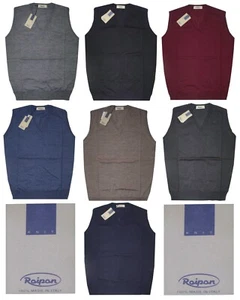 MAGLIA UOMO lana merino gilet scollo V 46 48 50 52 54 56 58 60 MADE IN ITALY - Picture 1 of 8
