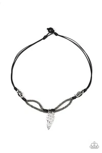 Paparazzi Off with His Arrowhead - Black Cording Necklace NEW - Picture 1 of 1