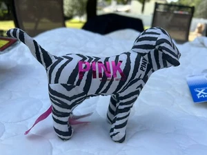 Three -Victoria's Secret PINK Zebra Print Purple And Pink Love Stuffed Dog Plush - Picture 1 of 8