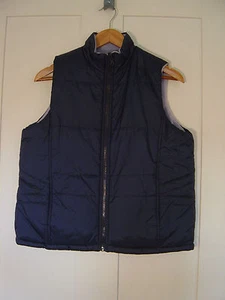 WOMEN'S "STUDIO WORKS" REVERSIBLE NYLON NAVY QUILTED LINED VEST FRONT ZIP SIZE S - Picture 1 of 6