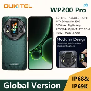 Oukitel WP200 Pro 5G IP68 Phone Detachable Rear Screen 1TB 108MP 8800mAh 120Hz - Picture 1 of 18