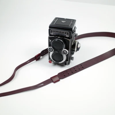 New Cam-in Adjustable Leather Shoulder/neck strap For Rollei Rolleiflex wine red - Image 1 of 4