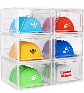 YKLSLH Hat Organizer Box, 6 Boxes for 40 Pack Hats, Upgrade Harder White - Picture 1 of 6