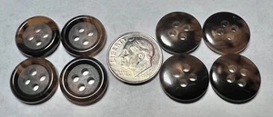 Brown Swirl Buttons, 4 Hole Buffalo Horn Buttons, Aprox. 4 Gross, Italy NOS. - Picture 1 of 4