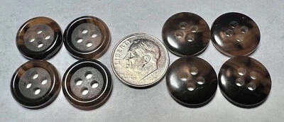 Brown Swirl Buttons, 4 Hole Buffalo Horn Buttons, Aprox. 4 Gross, Italy NOS. - Image 1 of 4