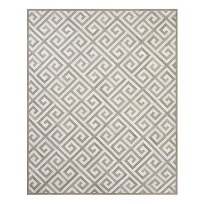 Handmade Stylish Patchwork Leather Hide Carpets – White Beige Shape Rugs - Image 1 of 2