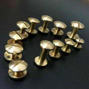Belt Screw Leather Chicago Nail Brass Solid Rivets Stud Head Wallet Round useful - Picture 1 of 11