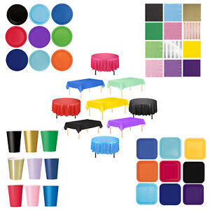 Solid Colours Party Plates Napkins Tablecovers Cups Tableware Party Decorations