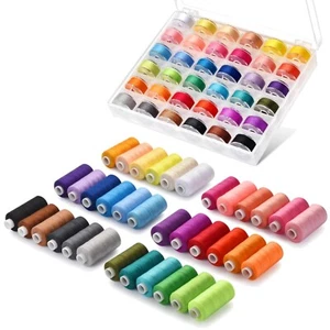 36 Colors Polyester Sewing Thread Assortment with Prewound Bobbins - 400 Yards - Picture 1 of 9
