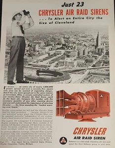 Chrysler Air Raid Sirena Imagen Revista Anuncio Cleveland Ohio Impresión Arte de Pared Decoración - Imagen 1 de 1