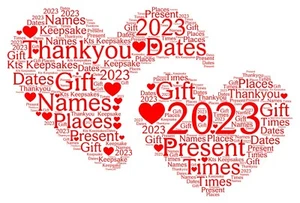 quadro word art stampa nuvola regalo personalizzato ricordo doppio cuore - Foto 1 di 2