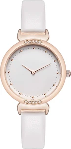 Orologi Da Donna Orologi Da Donna in Pelle Bianca Cassa in Oro Rosa Elegante Oro - Foto 1 di 12