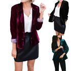 Elegant Velvet Blazer Jacket for Women Long Sleeve Office Cardigan Coats
