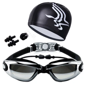 schwimmbrille+Schwimmhaube+Nasenklammer+Ohrstöpsel Schwimmen Tauchen Set - Bild 1 von 4