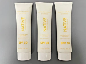 3er Pack Native Mineral Sonnencreme LSF 30 KOKOSNUSS & ANANAS 5oz Große Größe 02/25 - Bild 1 von 3