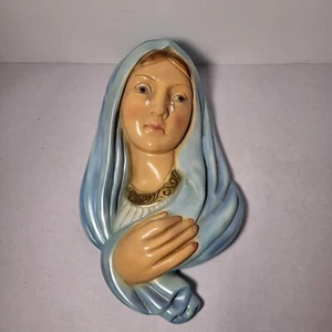 Vintage Mary Chalkware Wall Plaque Vintage Collectable 11"x6" - Picture 1 of 8