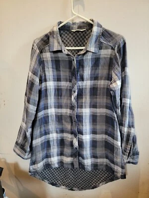 Camisa Mountain Khakis Townie Manga Larga Azul A Cuadros Mujer L Calce Relajado Jackson Foto 1 de 4