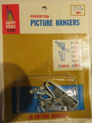 Vintage Woolworth Happy Home Picture Hangers-Original Package 10 AssortedHangers - Image 1 of 4