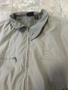 Vintage 90s Mercedes Benz Official Bomber Work Jacket Size Medium Beige Tan - Picture 1 of 9