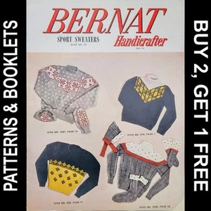 Vintage Bernat Handicrafter #39 "Sport Sweaters" to Knit for the Family - Picture 1 of 14
