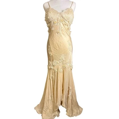 Vintage Sue Wong Nocturne Silk Ivory Lace Beaded Fairy Wedding Gown Sz 12 Y2K - Image 1 of 4