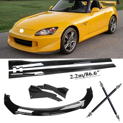 Front Bumper Rear Lip Body Kit Spoiler Side Skirt Gloss Black For Honda S2000 - Image 1 of 4