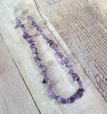 Collar Amatista 16 Pulgadas Cristal Piedra Natural Foto 1 de 2