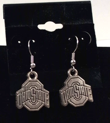 Ohio State Buckeyes Silver Tone Dangle Earrings OSU Licensed Team Jewelry - Image 1 of 4