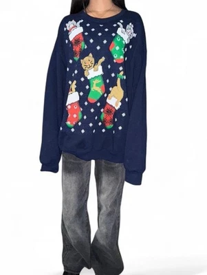 Jerzees Christmas Cats Graphic Holiday Sweater - Image 1 of 4