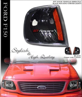 For 1997-2003 Ford F150/F250/Expedition Black Amber Signal Parking Corner Light - Image 1 of 3
