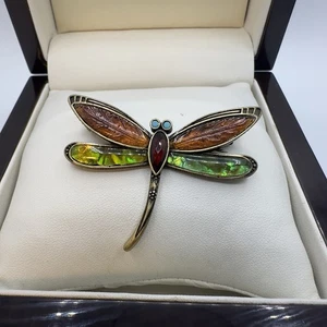 Liz Claiborne LC Libelle Brosche Anstecknadel blaue Augen - Bild 1 von 6