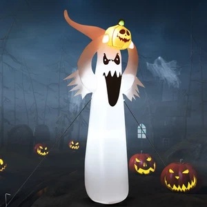 Fantasma gonfiabile Halloween 6 piedi con zucca luci LED decorazione cortile - Foto 1 di 10