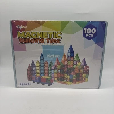 Playbees Magnetic Building Tiles 100 Piece Set  Magnet Building Blocks for Kids - Image 1 of 3