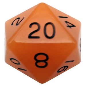 Fanroll - 35mm Mega Acrylic D20 - Glow Orange with Black Numbers - Picture 1 of 1