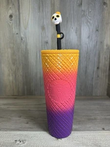 Starbucks Dia de Muertos 2024 Ombré Tumbler 24oz w/ Sugar Skull Topper Halloween - Picture 1 of 9