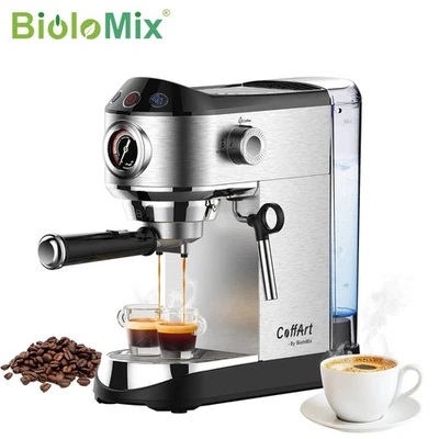 BIOLOMIX Espresso Machine With Milk Frother for Ground Coffee 1.1L Capacity1100W - Image 1 of 4