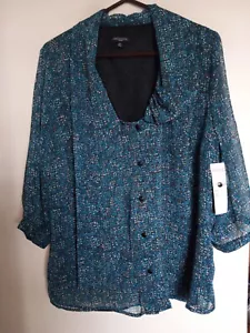 Blusa donna Notations 1X multicolore manica 3/4 con bottoni NUOVA - Foto 1 di 4