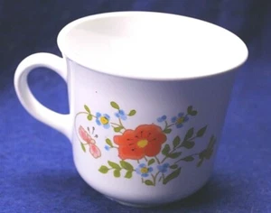 CORELLE KAFFEETASSE Vintage Wildflower orange blau grün gelb Blumenmuster - Bild 1 von 3