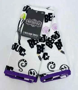 BEETLEJUICE Hand Towels 2pk Halloween NEW 15x25" oeko tex Cotton - Picture 1 of 3