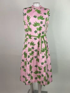 Vintage 1970s The Vested Gentress Pink Elephant Shift Dress Belted Logo - Picture 1 of 10