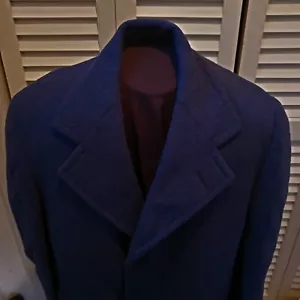 Abrigo de lana vintage JOSEPH'S para hombre azul largo abrigo de invierno botones ocultos - Imagen 1 de 17