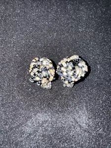 VTG Clip-on beaded Knot Design Black Silver Art Deco - Picture 1 of 3