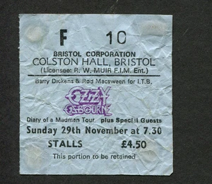 1981 Ozzy Osbourne Saxon Concert Ticket Stub Leeds Diary Of Madman Randy Rhoads - Picture 1 of 1