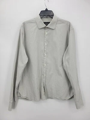 Camisa John Varvatos Para Hombre 17 36/37 Blanca A Cuadros Manga Larga Abotonada Preppy Foto 1 de 4