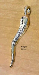 Italian Horn Pendant Rhodium Plated Good Luck Charm Diamond-Cut  Cornicello - Picture 1 of 3