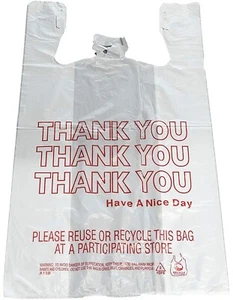 1400 Bags 1/6 Large 21 x 6.5 x 11.5 "Thank You" T-Shirt Plastic Grocery Shopping - Picture 1 of 3