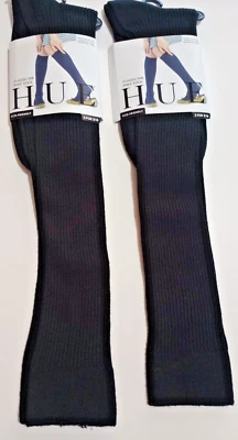 CALCETINES DE RODILLA ACANALADOS CLÁSICOS NEGROS TONO SEÑORA MEZCLA DE RAYÓN 2 PR TALLA ÚNICA 6-9 NUEVOS CON ETIQUETAS Foto 1 de 4