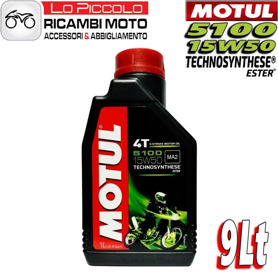 9 LITRI LT OLIO MOTO MOTORE MOTUL 5100 15W-50 15W50 TECHNOSYNTHESE ESTER 4T